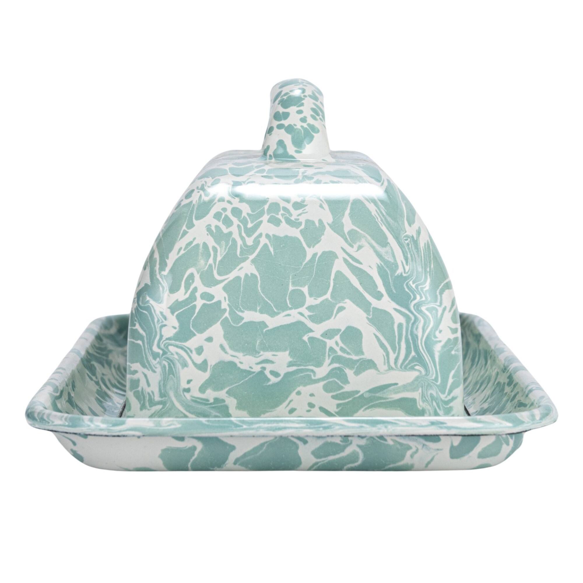 Hello Honey® 8" Blue & White Enameled Splatterware Butter Dish